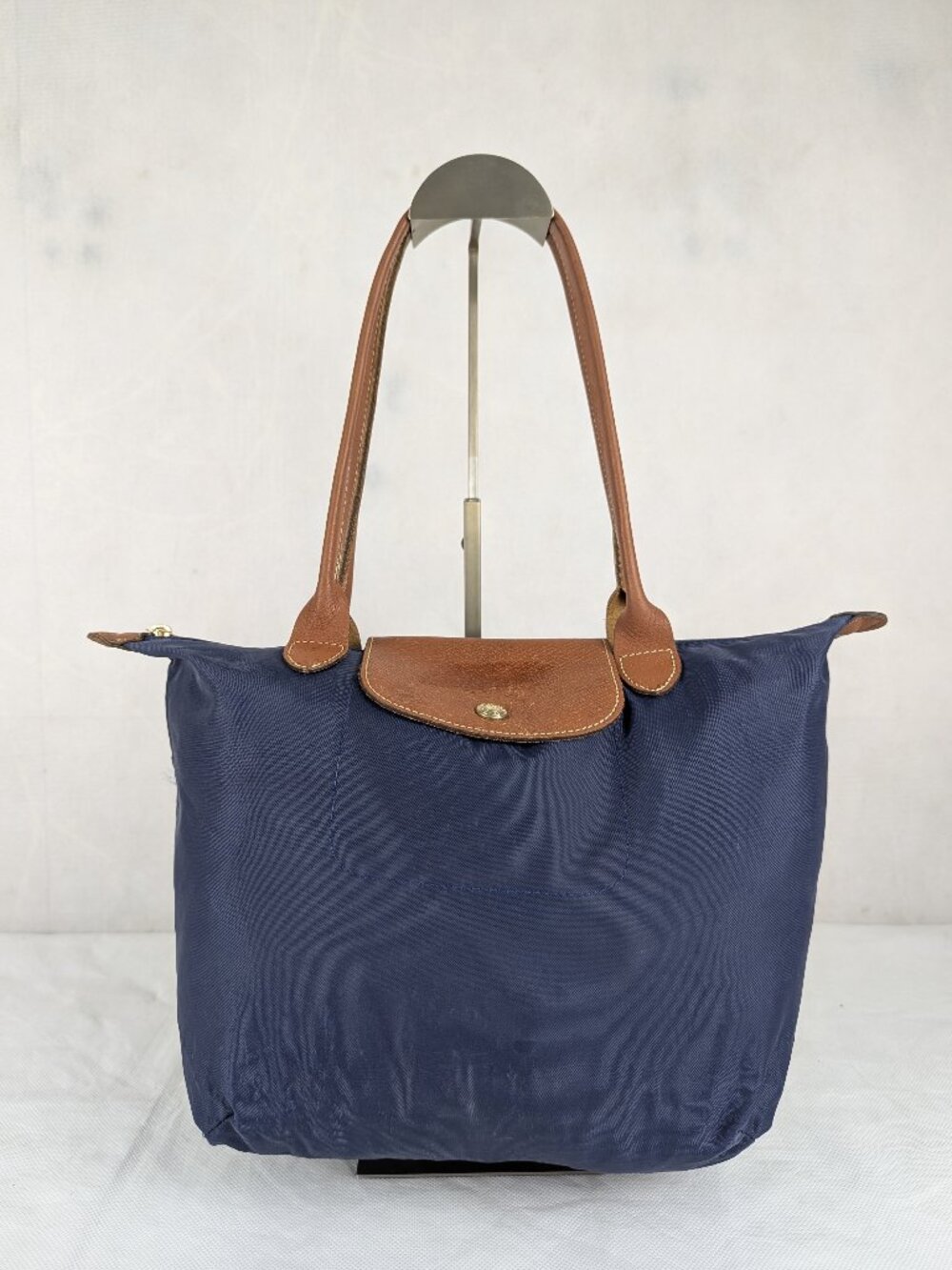 Longchamp Le Pliage Tote Bag Blue Nylon Used Shoulder Handbag Shopping Travel
